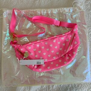 Stoney Clover Lane Jumbo Fanny pack pink white hearts Valentine’s Day collection